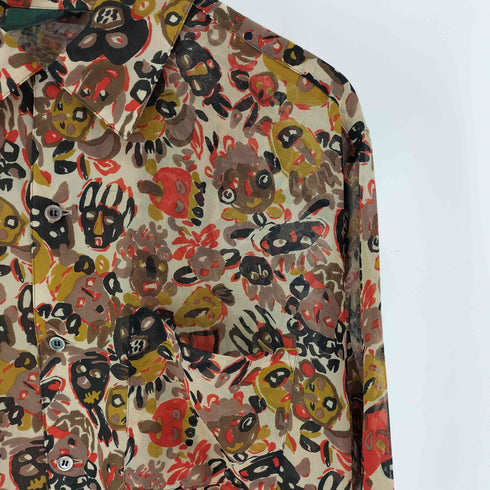 ジャンポールゴルチエ Jean Paul GAULTIER 80-90S JUNIOR 顔 フェイス 総柄 ペイント ポリ シアー シャツ メンズ EUR:48
