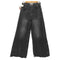 MENES ジップフライ ブラック カットオフ ワイド デニム パンツ メンズ