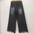 MENES ジップフライ ブラック カットオフ ワイド デニム パンツ メンズ