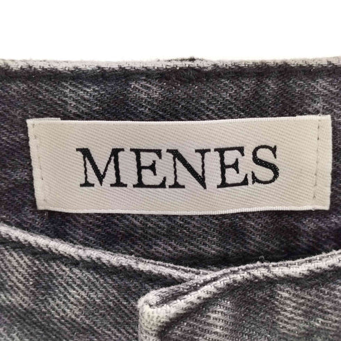 MENES ジップフライ ブラック カットオフ ワイド デニム パンツ メンズ