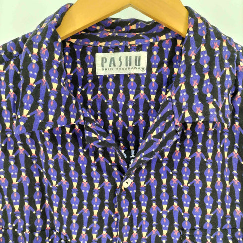 PASHU 80-90S 総柄 レーヨン オープンカラー L/S シャツ メンズ JPN:S