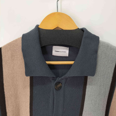 エマクローズ EMMA CLOTHES ランダムストライプルーズポロニットカーディガン メンズ JPN:L
