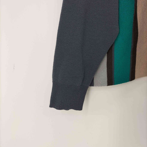 エマクローズ EMMA CLOTHES ランダムストライプルーズポロニットカーディガン メンズ JPN:L