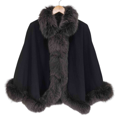 サガファーズ SAGA FURS ブルーフォックスファー カシミヤポンチョ レディース