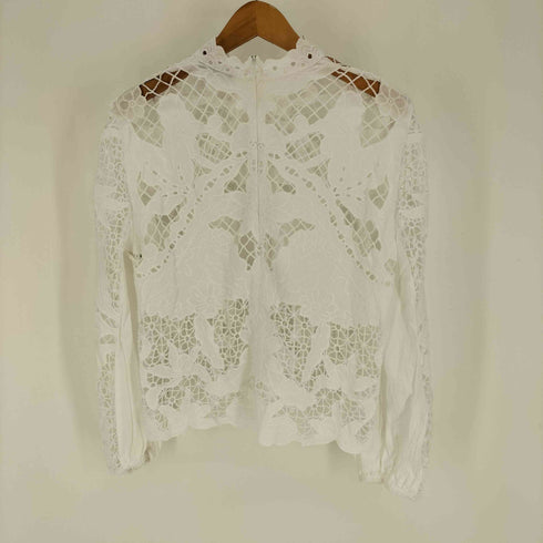 ザラ ZARA 立ち衿 白レース ブラウス レディース import:M