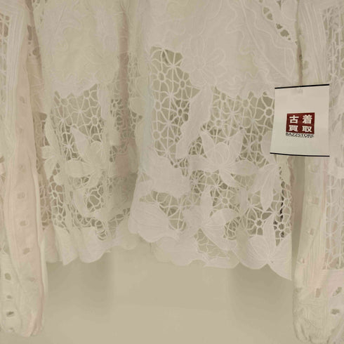 ザラ ZARA 立ち衿 白レース ブラウス レディース import:M