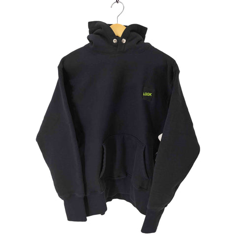 ルックスタジオ LQQK STUDIO USA製 SIGNATURE SNAP FLEECE HOODIE ボックスロゴ刺繍 ヘビーウェイトパーカー メンズ JPN:L
