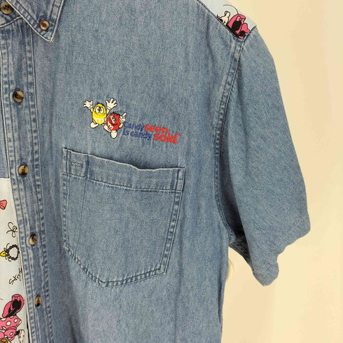 Rivers End キャラクター 刺繍 リメイク パッチ デニム S/S シャツ メンズ import:L