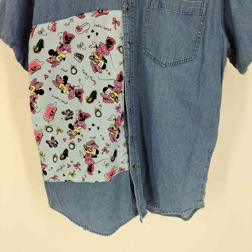 Rivers End キャラクター 刺繍 リメイク パッチ デニム S/S シャツ メンズ import:L