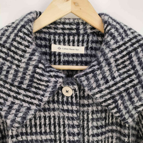 コットンハウスアヤ Cotton House Aya 総柄 ウール ステンカラーコート レディース JPN:M