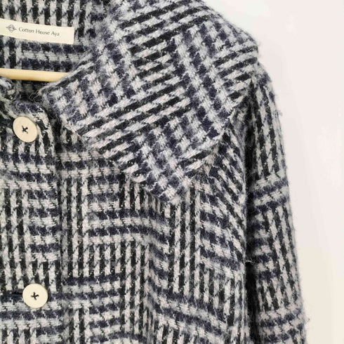 コットンハウスアヤ Cotton House Aya 総柄 ウール ステンカラーコート レディース JPN:M