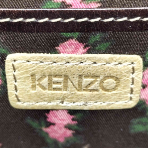 ケンゾー KENZO レザーがま口長財布 花刺繍 レディース