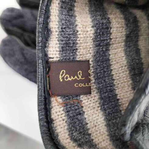 ポールスミス Paul Smith シープレザー ウールニット 切替 手袋 メンズ 24cm