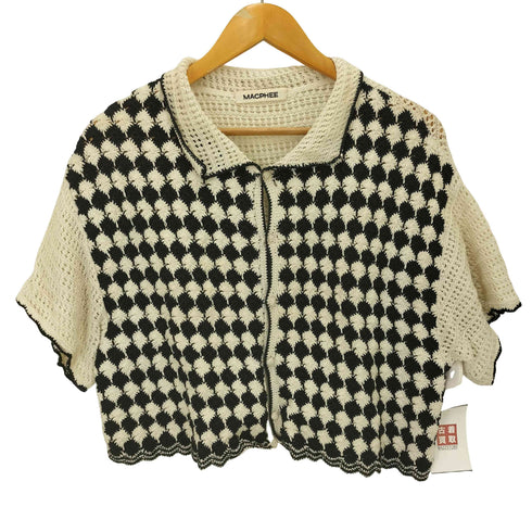 マカフィー MACPHEE クロシェットコンビ シャツカーディガン レディース S