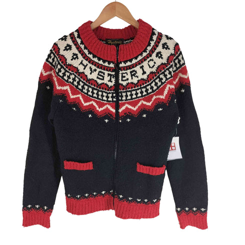 ヒステリックグラマー HYSTERIC GLAMOUR ノルディック柄 ジップアップニット カウチンセーター レディース JPN:S