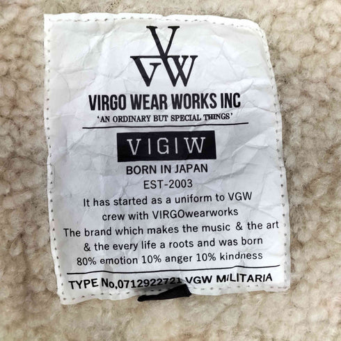 ヴァルゴ VIRGO VIRGO WEAR WORKS 裏地ボア モッズコート メンズ JPN:2