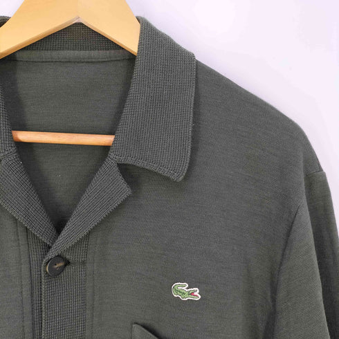ラコステ LACOSTE BASI S.A社製 ロゴワッペン ウールアクリル オープンカラー 開襟 ニット シャツ メンズ 16