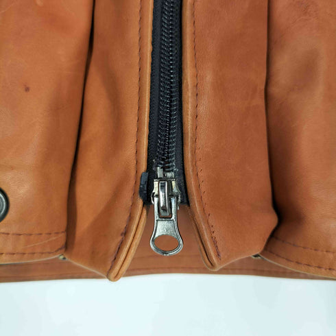 ハーレーダビッドソン HARLEY-DAVIDSON カナダ製 ロゴ刺繍 クレイジーパターン デザイン レザージャケット メンズ import:XL