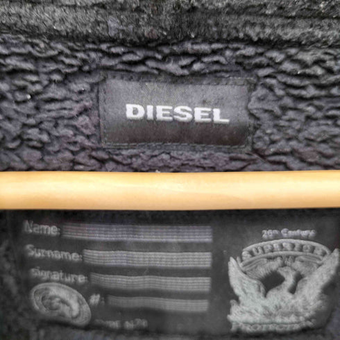 ディーゼル DIESEL KEEP AWAY FROM FIRE ワッフル ジップアップパーカー 裏地ボア メンズ import:M