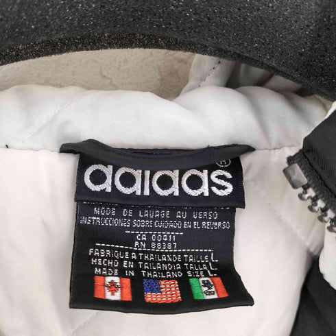 アディダス adidas 80-90s 黒タグ 裏地キルティング ワッシャーナイロンフーディジャケット バイカラー メンズ import:L