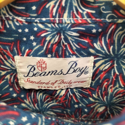 ビームスボーイ BEAMS BOY USA製 花火柄 BD L/S シャツ レディース FREE