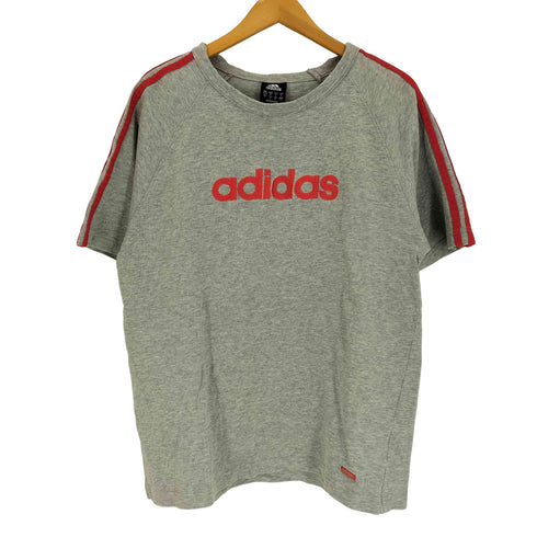 アディダス adidas 00S 3ストライプ ロゴ 刺繍 クルーネック Tシャツ メンズ import:M