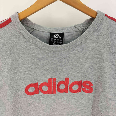 アディダス adidas 00S 3ストライプ ロゴ 刺繍 クルーネック Tシャツ メンズ import:M