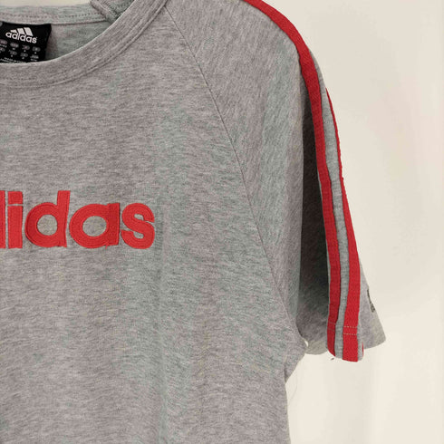 アディダス adidas 00S 3ストライプ ロゴ 刺繍 クルーネック Tシャツ メンズ import:M