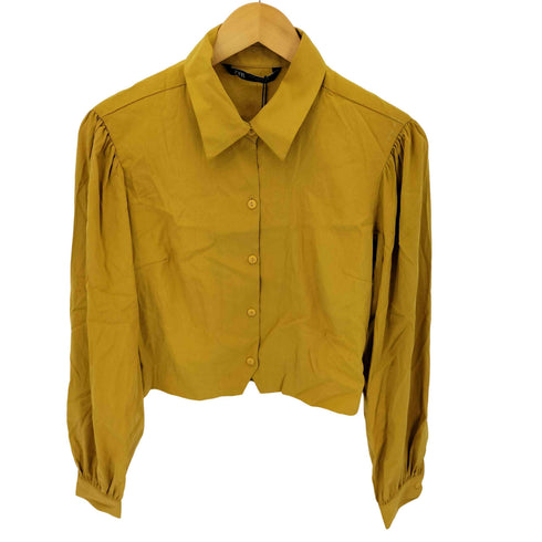 ザラ ZARA mustard semi crop shirt レディース import:XS