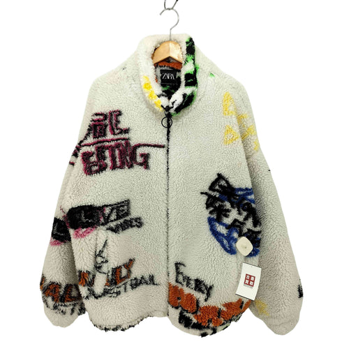 ザラ ZARA 2023AW グラフィティ アート ボア フリースジャケット レディース L-XL