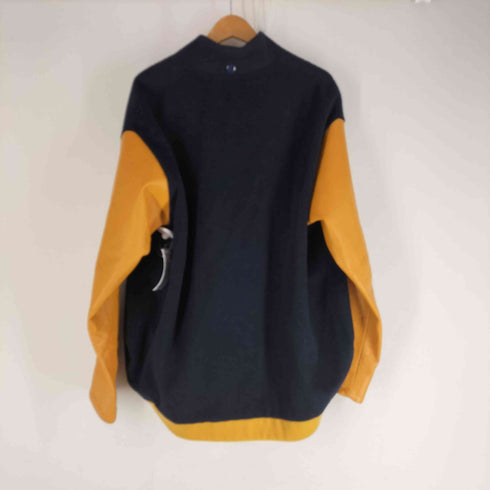 ザサカキ the Sakaki LEATHER STADIUM JUMPER Navy × Mustard メンズ JPN:L