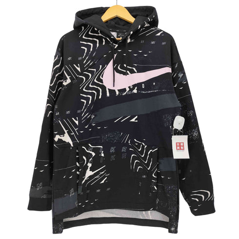 ナイキ NIKE 総柄 裏起毛 スウッシュプリント サイドスリット プルオーバー パーカー メンズ import:M