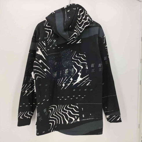ナイキ NIKE 総柄 裏起毛 スウッシュプリント サイドスリット プルオーバー パーカー メンズ import:M