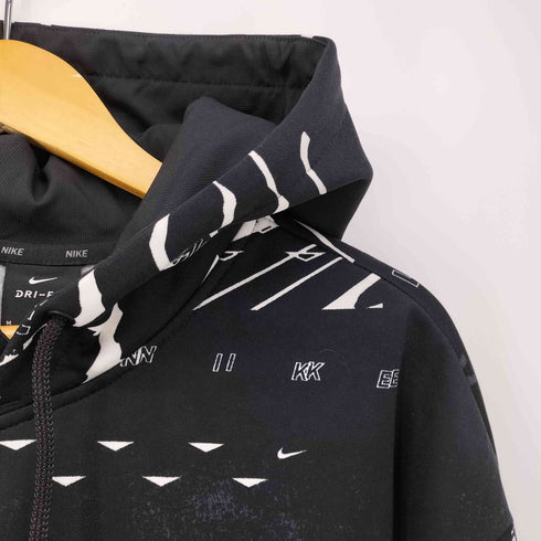 ナイキ NIKE 総柄 裏起毛 スウッシュプリント サイドスリット プルオーバー パーカー メンズ import:M