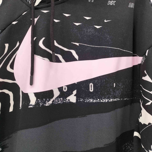 ナイキ NIKE 総柄 裏起毛 スウッシュプリント サイドスリット プルオーバー パーカー メンズ import:M