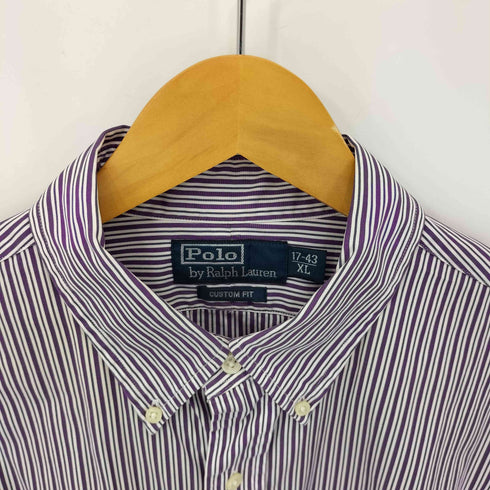 ポロバイラルフローレン Polo by RALPH LAUREN CUSTOM FIT スモールポニー刺繍ストライプシャツ メンズ import:XL