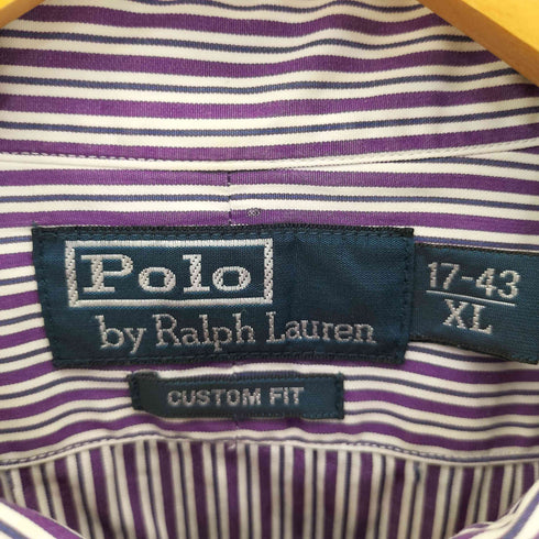 ポロバイラルフローレン Polo by RALPH LAUREN CUSTOM FIT スモールポニー刺繍ストライプシャツ メンズ import:XL