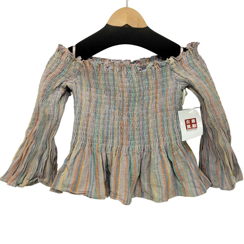 リリーブラウン Lily Brown 2018SS マルチストライプ オフショルダー トップス レディース F