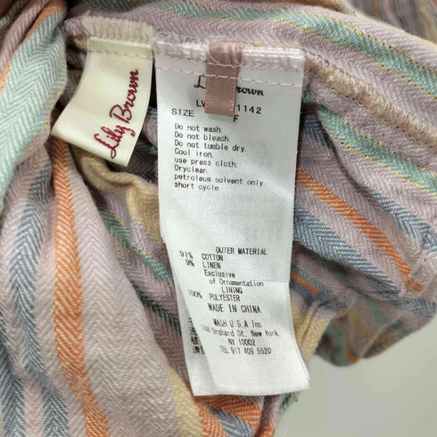 リリーブラウン Lily Brown 2018SS マルチストライプ オフショルダー トップス レディース F