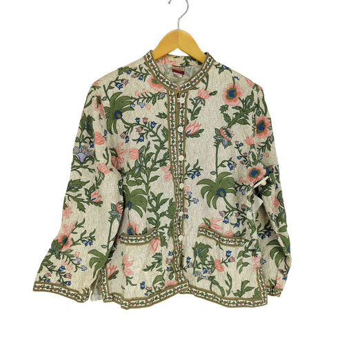 フェイデッドグローリー FADED GLORY ボタニカル柄 ノーカラージャケット レディース L