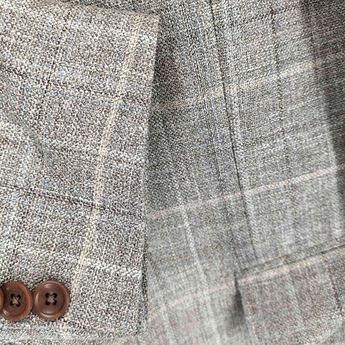E.THOMAS チェック柄シルクリネンテーラードジャケット メンズ 160