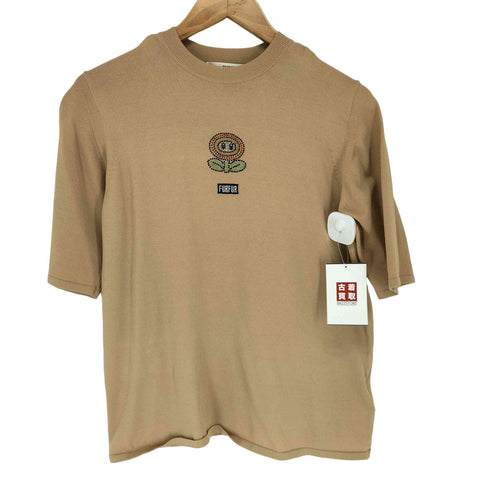 ファーファー furfur ラインストーン キャラクターデザイン レーヨン半袖Tシャツ カットソー レディース ONE SIZE