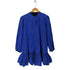 ザラ ZARA BLUISH RUFFLED SHIRT DRESS ステッチデザイン ノーカラーシャツワンピース レディース import:XL