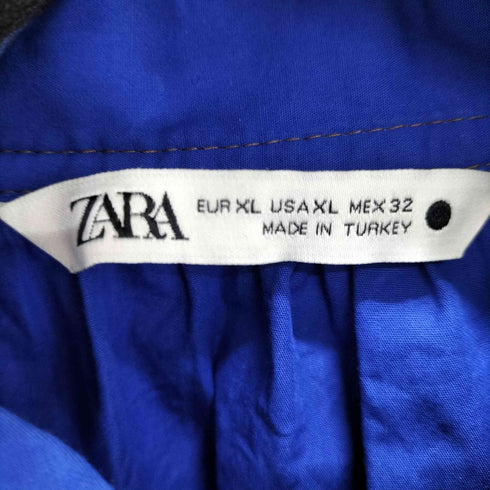 ザラ ZARA BLUISH RUFFLED SHIRT DRESS ステッチデザイン ノーカラーシャツワンピース レディース import:XL