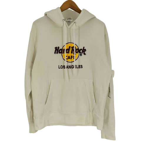 ハードロックカフェ Hard Rock Cafe USA製 LOS ANGELES ワッペン 刺繍 ポリコットン プルオーバー パーカー メンズ
