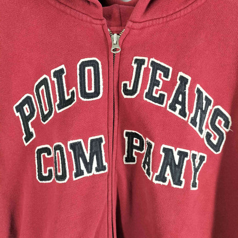 ポロジーンズカンパニーラルフローレン POLO JEANS COMPANY RALPH LAUREN 90s ロゴ刺繍 ハトメ ジップアップパーカー メンズ import:L