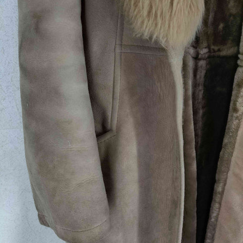 Deluxe Fur レザー切替 ライニングファー ベルテッドコート レディース
