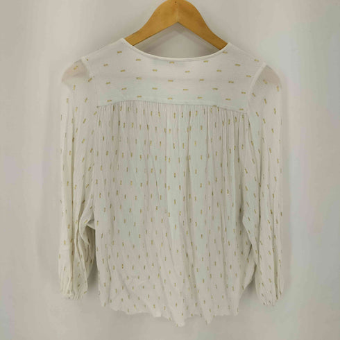 ザラ ZARA シワ加工 ラメ ノーカラーシャツ ブラウス レディース import:S