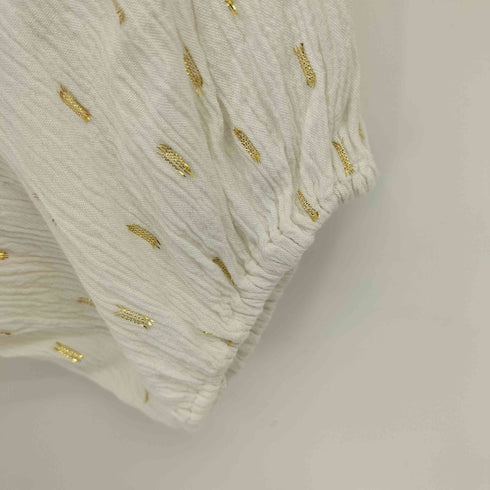 ザラ ZARA シワ加工 ラメ ノーカラーシャツ ブラウス レディース import:S