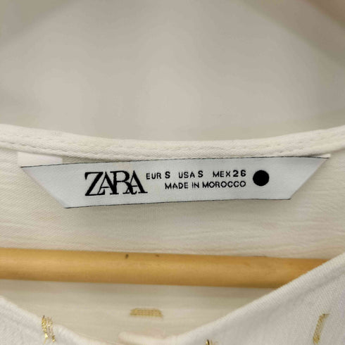 ザラ ZARA シワ加工 ラメ ノーカラーシャツ ブラウス レディース import:S